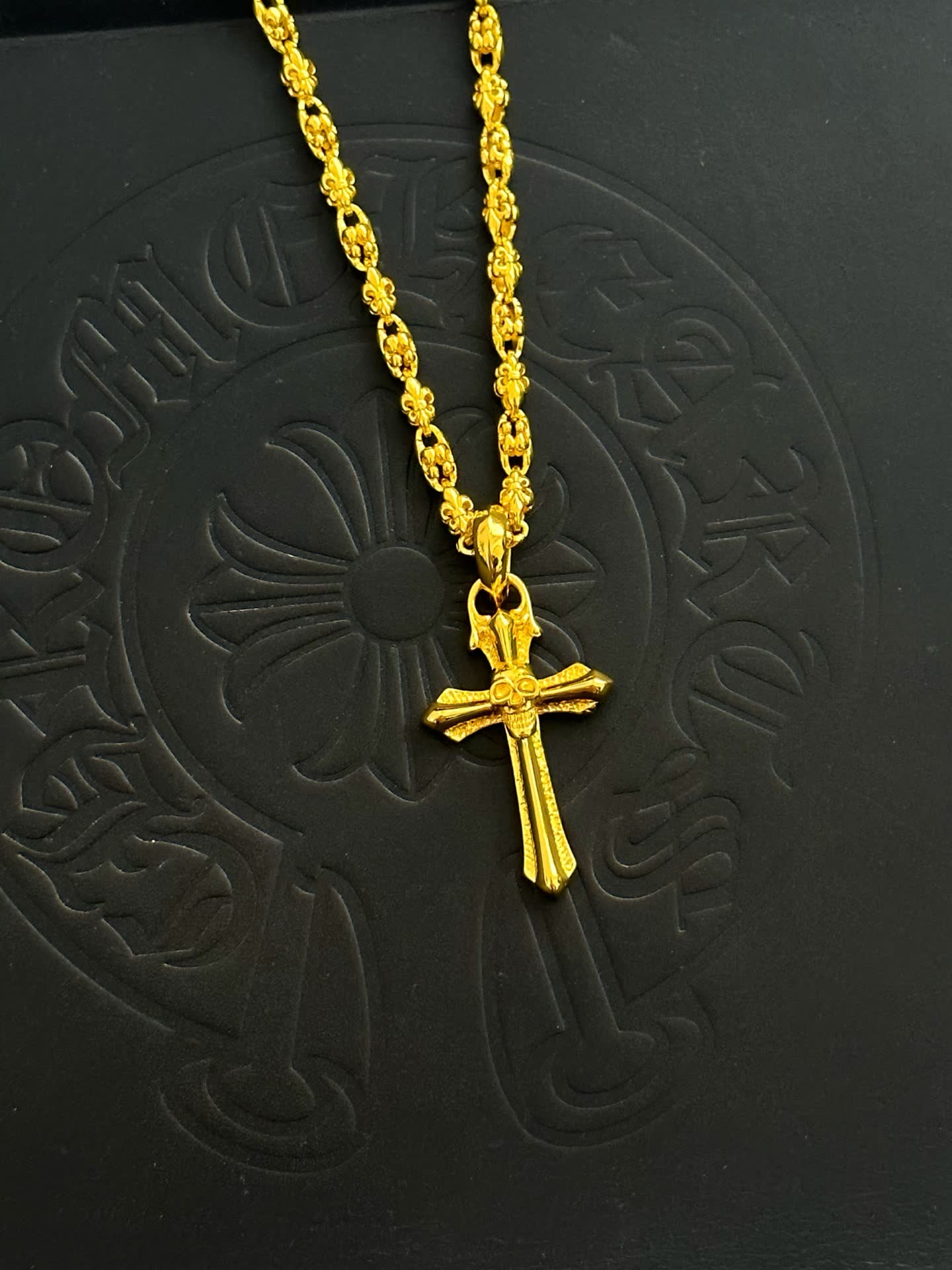 Chrome Hearts Gold Cross Pendant Necklace